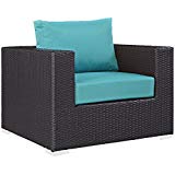 Modway Convene Wicker Rattan Outdoor Patio Armchair in Espresso Turquoise Modway Convene Wicker Rattan Outdoor Patio Armchair in Espresso Turquoise