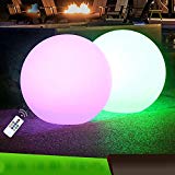 Obell 12-inches LED Solar Floating Ball Lights 10 RGB Color Changing Mood Light Outdoor Waterproof Float Globe Lights Garden Solar Lamp Post Lights Pool Party (12 inch（with Remote Control）)