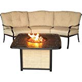 Cheap Hanover TRADITIONS2PCFP Outdoor Cast Tabletop Fire Pit Lounge Set (2 Piece), Natural Oat/Antique Bronze