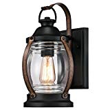 Westinghouse 6335100 Canyon One-Light Outdoor Wall Fixture, Textured Black and Barnwood Finish with Clear Glass