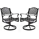 Nuu Garden Outdoor Furniture Solid Cast Aluminum Patio Conversation Dining Swivel Rocker Club Chair CD003, Antique Bronze (Set of 2)
