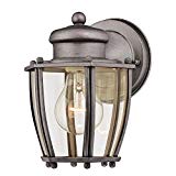 Westinghouse 6468800 One-Light, Antique Silver Finish with Clear Curved Glass Outdoor Wall Fixture For Sale Westinghouse 6468800 One-Light, Antique Silver Finish with Clear Curved Glass Outdoor Wall Fixture For Sale