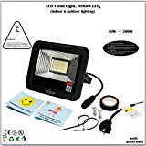 30W LED Flood Light, Work Light, Osram LED, 101lm/W 3000lm, 3200K, Meanwell Power, IP66, UL, 5-Year Warranty, US Plug, Indoor, Outdoor, Garden, Lawn, Yard, Garage, Camp, Parking Lot, Facade Lighting For Sale