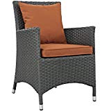 Modway EEI-1924-CHC-TUS Sojourn Wicker Rattan Outdoor Patio Coffee Table, Dining Chair, Tuscan Orange