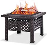 Giantex 26″ Outdoor Metal Firepit Backyard Patio Garden Square Stove Fire Pit With Poker (Square) Review