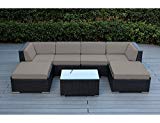 Ohana 7-Piece Outdoor Patio Furniture Sectional Conversation Set, Black Wicker with Sunbrella Taupe Cushions – No Assembly with Free Patio Cover Review
