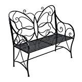 BestValue Go Outdoor Garden Metal Leisure Butterfly Bench Black BestValue Go Outdoor Garden Metal Leisure Butterfly Bench Black
