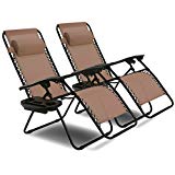 Cheap Goplus Zero Gravity Chair Set 2 Pack Adjustable Folding Lounge Recliners for Patio Outdoor Yard Beach Pool w/Cup Holder, 300-lb Weight Capacity (Brown) Cheap Goplus Zero Gravity Chair Set 2 Pack Adjustable Folding Lounge Recliners for Patio Outdoor Yard Beach Pool w/Cup Holder, 300-lb Weight Capacity (Brown)