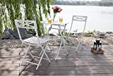 PHI VILLA White 3 Pcs Outdoor Patio Metal Folding Dining Bistro Set with 23.6″ Table and 2 x Chairs Furniture Set For Sale PHI VILLA White 3 Pcs Outdoor Patio Metal Folding Dining Bistro Set with 23.6″ Table and 2 x Chairs Furniture Set For Sale