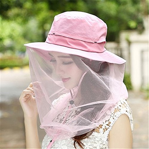 WENDYWU Camouflage Beekeeping Beekeeper Anti-mosquito Bee Bug Insect Fly Mask Cap Hat with Head Net Mesh Face Protection Outdoor Fishing Equipment (Pink) Review