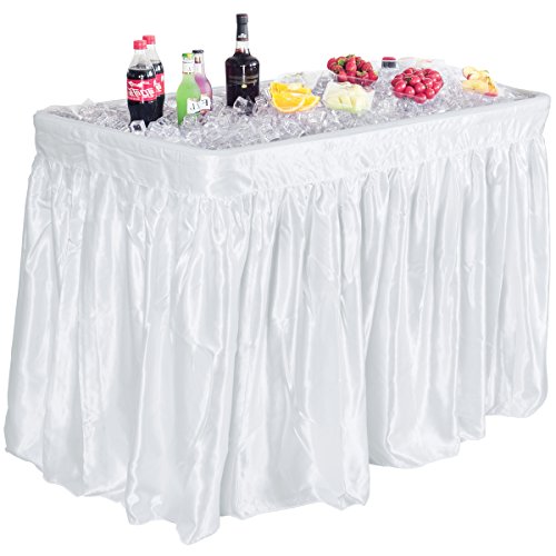 Giantex 4 Foot Party Ice Folding Table Plastic with Matching Skirt White