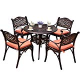 YONGCUN Outdoor Patio Furniture Cast Aluminum Dining Set Patio Dining Table Chair Color is Antique Bronze One 35.4″ Table Four Chair Review