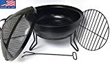 Cheap Willard & May Made in USA – Heavy Gauge Steel Fire Bowl with Fire Screen, Grate + Fire Poker Outdoor Living