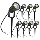 Cheap ZUCKEO 5W LED Landscape Lights 12V 24V Garden Lights Waterproof Warm White Walls Trees Flags Outdoor Spotlights with Spike Stand (8 Pack)