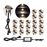 Cheap Outdoor Deck Step Lighting Kit, 20 Pack IP65 Waterproof Recessed LED Low Voltage Stairs Lights for Patio Landscape Garden Yard Decoration, Warm White, Bronze