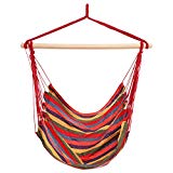 Cheap Homdox Hanging Rope Hammock Chair Porch Swing Seat for Indoor or Outdoor Spaces Max.265 Lbs with One Spreader Bar Red Blue