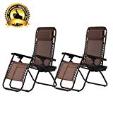 PayLessHere Set of 2 Zero Gravity Chairs with Pillow and Cup Holder Patio Outdoor Adjustable Dining Reclining Folding Chairs Review