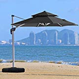 Cheap PURPLE LEAF 11 Feet Double Top Deluxe Patio Umbrella Offset Hanging Umbrella Outdoor Market Umbrella Garden Umbrella, Black