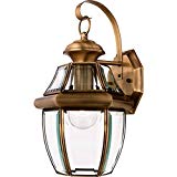 Quoizel NY8316A Newbury 1-Light Outdoor Lantern, Antique Brass For Sale