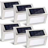 GIGALUMI 6 Pack Solar Step Deck Lights, Stainless Steel Waterproof Led Solar Lamp for Outdoor, Pathway Yard Stairs Fences. (White) Review