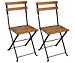 Mobel Designhaus French Café Bistro Folding Side Chair, Jet Black Frame, European Chestnut Wood Slats with Walnut Stain (Pack of 2)
