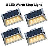 Roopure【Newest Version Warm 8 LED】Warm White Solar Step Lights Outdoor Decorative Solar Deck Lights Wireless Waterproof Lighting for Stair Garden Wall Paths Patio Decks Auto On/Off 4 Pack Review