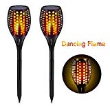 Cheap Solar Pathway Lights Outdoor, Maxchange 96 LEDs Waterproof Landscape Lighting Solar Led Flame Tiki Torch Lights for Garden Yard Path Patio [2 Pack] [Dancing Flame][Auto On/Off]