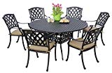 Darlee 201630-7PC-30D Cast Aluminum 7 Piece Round Dining Set & Seat Cushions, 60″, Antique Bronze