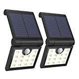 Cheap Foldable Solar Lights [2PCS], MoKo 14 LED Solar Powered Motion Sensor Night Lights Waterproof Wall Lamp Spotlights Outdoor Security Lighting for Patio Courtyard Garden Fence Pathway Street – BLACK