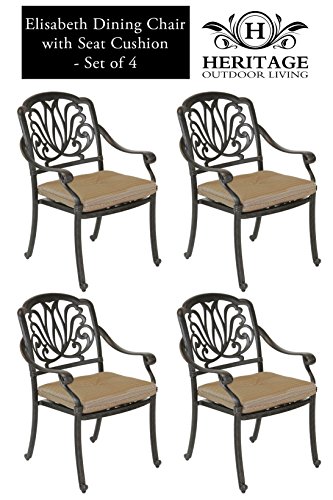 Heritage Outdoor Living Elisabeth Cast Aluminum Dining Chair - Set of 4 - Antique Bronze