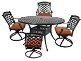 St. Tropez 5-Piece Cast Aluminum Dining Set with 52″ Round Table, 4 Swivel Rockers and Seat Cushions Review St. Tropez 5-Piece Cast Aluminum Dining Set with 52″ Round Table, 4 Swivel Rockers and Seat Cushions Review
