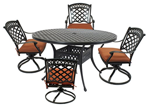 St. Tropez 5-Piece Cast Aluminum Dining Set with 52
