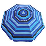 6.5 ft Outdoor Camping Beach Umbrella Sun Shelter with Air Vented UV Protection UPF 50+ Blue Stripe #93028 (6.5 FT, Blue Navy) For Sale