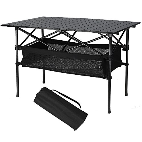 Folinstall Portable Tables – Picnic Table with Hammock Style Storage Basket & Carry Bag – Collapsible Table Supports 154.32 lbs（70 kg） Review