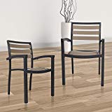 Livebest Brown Metal Stackable Outdoor Chair Set with Back and Arms 2 Pack Livebest Brown Metal Stackable Outdoor Chair Set with Back and Arms 2 Pack