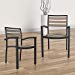 Livebest Brown Metal Stackable Outdoor Chair Set with Back and Arms 2 Pack