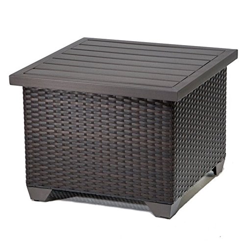 TKC Barbados Patio Wicker End Table in Espresso