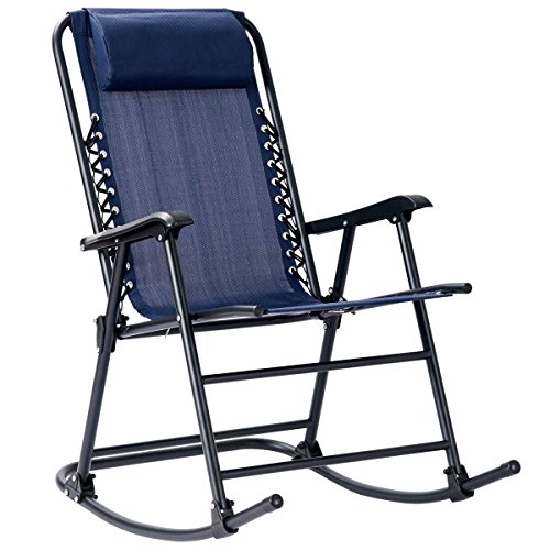 Cheap Goplus Folding Rocking Chair w/Headrest Outdoor Portable Zero Gravity Chair for Camping Fishing Beach (Blue)