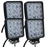 SAN YOUNG 4PCS 4 Inch 48W 12V 24V Square Car LED Work Light Lamp Beam Spot Flood High Power Offroad Boat Tractor Truck Motorcycle SUV Night Driving Lighting (4pcs 4inch 48W) For Sale