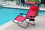 Set of 2 Oversized Zero Gravity Chair with Sunshade and Drink Tray – Red Review