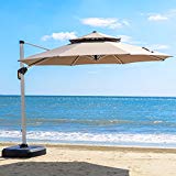 PURPLE LEAF 10 Feet Double Top Deluxe Patio Umbrella Offset Hanging Umbrella Outdoor Market Umbrella Garden Umbrella, Beige Review