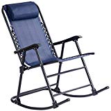 Blue Folding Zero Gravity Rocking Chair Rocker Armrest Comfortable Headrest Glider Porch Seat Backyard Patio Lawn Deck Outdoor Garden Pool Side Furniture Solid Steel Construction Ergonomic Design For Sale
