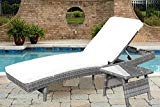 Cheap Do4U Adjustable Patio Outdoor Furniture Rattan Wicker Chaise Lounge Chair Sofa Couch Bed with Cushion and Table (8667-DRGY-T+C)