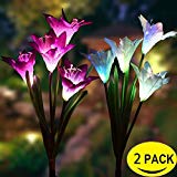 Originalidad Solar Powered Flower Lights LED Flower Stakes Multi-Color Changing Solar Light/Lighting with 8 Lily Flower Outdoor Decorations for Outdoor/Patio/Garden/Yard Decorative,(Purple and White) For Sale