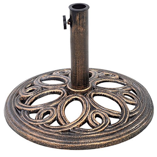 Giantex 3/4″ Round Umbrella Base Stand Cast Iron Market Patio Outdoor Deck Porch Lawn Garden Heavy Duty Patio Umbrella Base Stand(17″) For Sale
