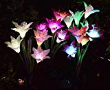 Cheap AWJ Products [2 Pack] Solar Lights Outdoor – Solar Garden Lights with 8 Lily Flowers | Color Changing LED Solar Stake Lights for Garden, Patio, Path, Backyard