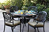 Darlee Elisabeth Cast Aluminum 5-Piece Dining Set with Seat Cushions and 48-Inch Round Dining Table, Antique Bronze Finish For Sale Darlee Elisabeth Cast Aluminum 5-Piece Dining Set with Seat Cushions and 48-Inch Round Dining Table, Antique Bronze Finish For Sale