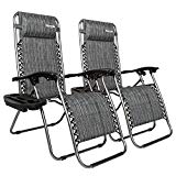 Bonnlo Infinity Zero Gravity Chair, Outdoor Lounge Patio Chairs with Pillow and Utility Tray Adjustable Folding Recliner for Deck,Patio,Beach,Yard Pack 2 For Sale