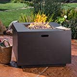 Great Deal Furniture Jasmine Outdoor Dark Grey Finish Iron 33 Inch Square Fire Pit – 50,000 BTU For Sale