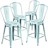Cheap Flash Furniture 4 Pk. 24” High Distressed Green-Blue Metal Indoor-Outdoor Counter Height Stool with Back Cheap Flash Furniture 4 Pk. 24” High Distressed Green-Blue Metal Indoor-Outdoor Counter Height Stool with Back